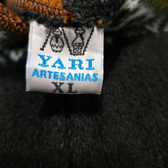 YARI Artesanias XL Alpaca Wool Hooded Cardigan Sweater Fair Isle Zip Jacket - Picture 3 of 10